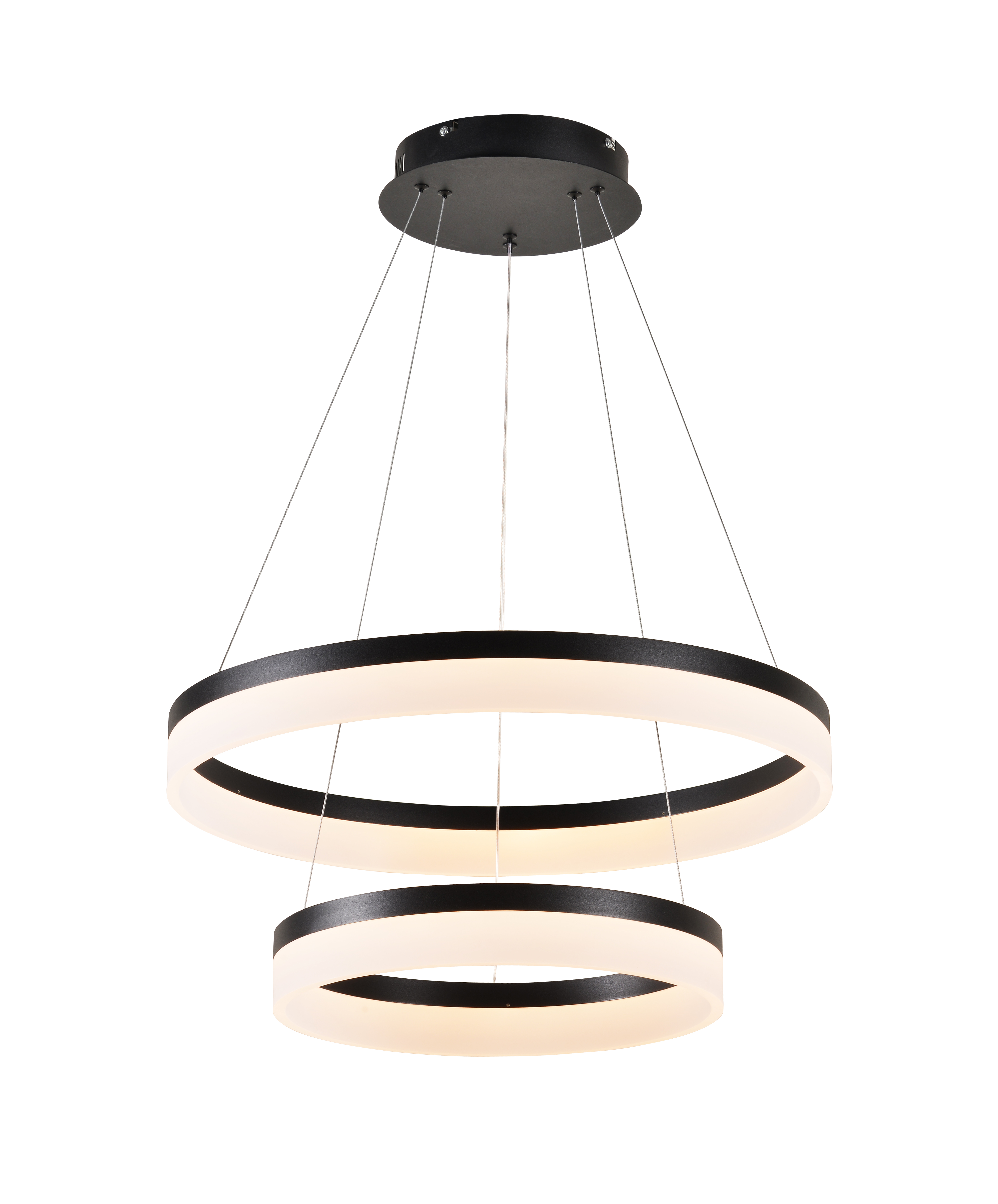 Lustre pendente de cristal com dois anéis pretos ideal para quartos, sala de jantar, lavabo e sala de estar. Sindora DCD03007  Lustres Gênesis - o melhore site da Internet para comprar Lustre